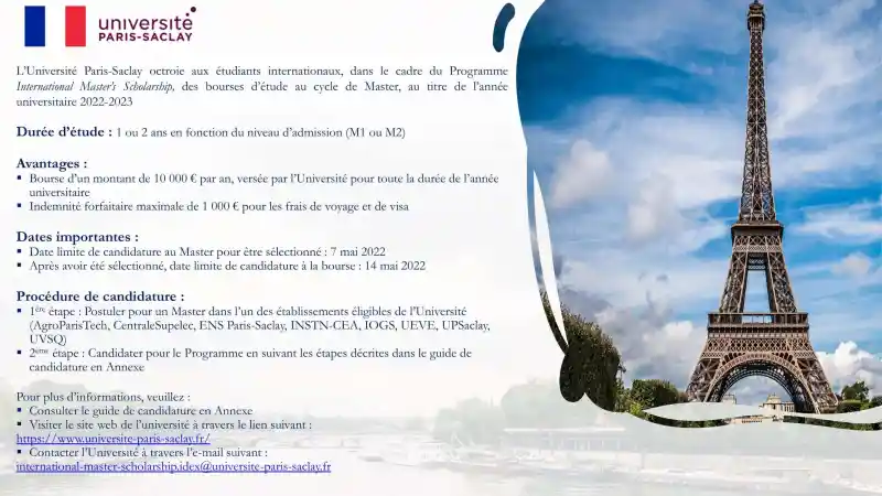 Bourses dEtudes Universite Paris Saclay France 20222023 1