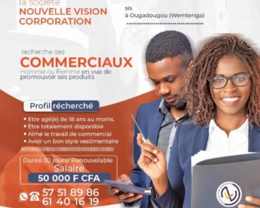 Nouvelle vision Corporation recrute des commerciaux-Burkina